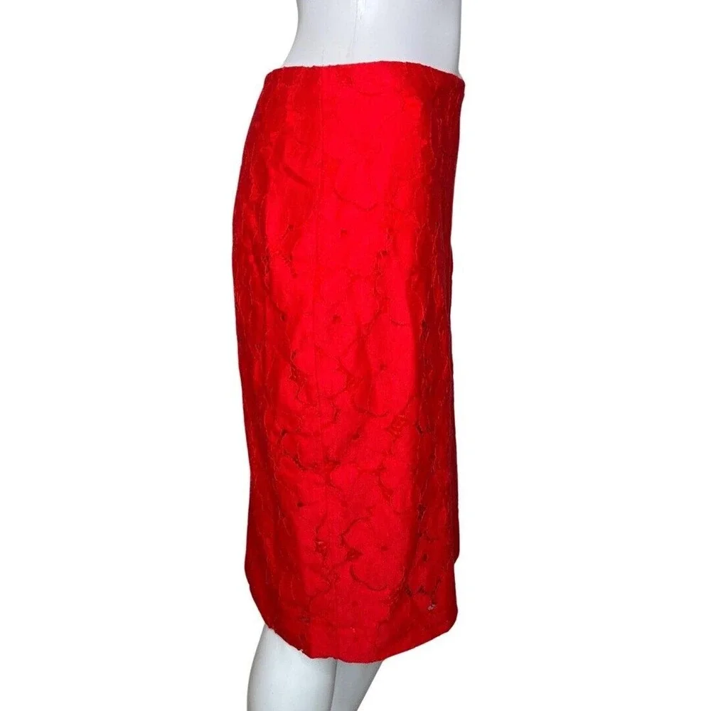 Banana Republic Skirt Womens 2 True Red Lace Pencil Skirt Straight‎ Career Party